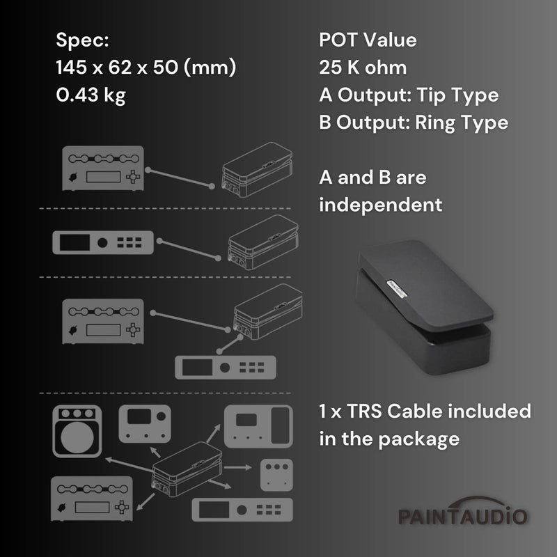 Paint Audio Foot Captain Dual Outputs Expression Pedal Multi-effects Compatible for Tip/Ring Connection (Foot Captain)