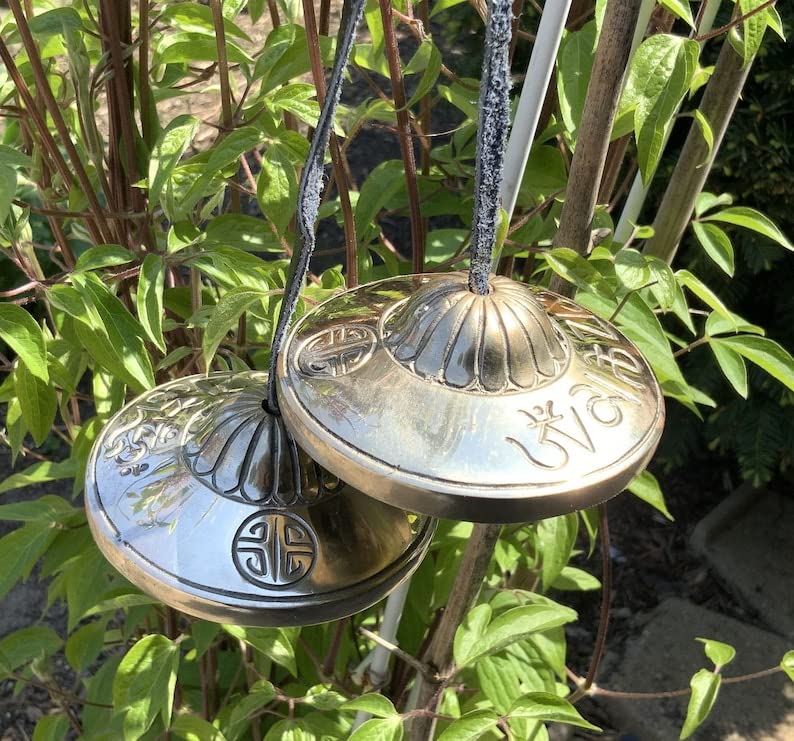 Full Moon Heavy Tingsha Set. 3.25 Inches Handcrafted Premium Quality Meditation Grade Tibetan Cymbals Chime Set (Light) Light