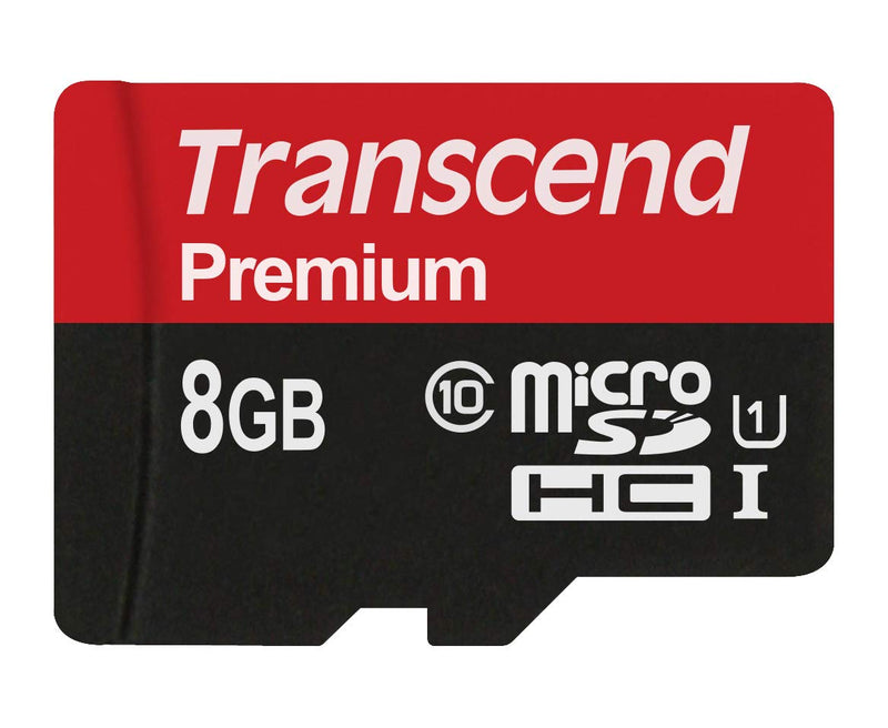 Transcend 8 GB microSDHC Class 10 Uhs-1 Memory Card with Adapter (TS8GUSDU1)