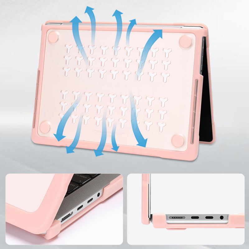 MOSISO Compatible with MacBook Pro 14 inch Case 2024-2021 Release M3 A2918 A2992 M2 A2779 M1 A2442, Soft TPU Bumper Plastic Anti-scratch Hard Shell&Keyboard Skin&Screen Protector&Pouch, Pink