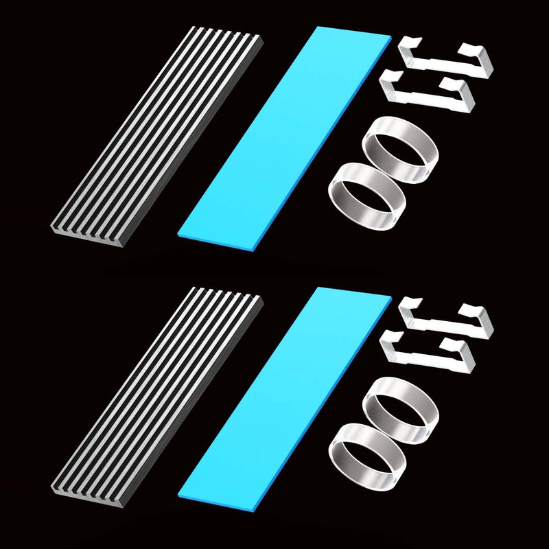 GLOTRENDS M.2 Heatsink for 2280 M.2 SSD, Fit for PC/PS5/PS5 Slim Installation, 22x70x3mm Aluminum Body, Including Thermal Pad (2 Packs)