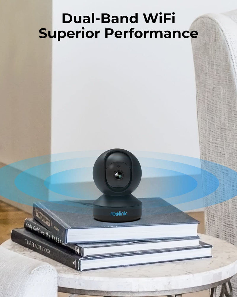 REOLINK Indoor Security Camera, 2.4/5 GHz Wi-Fi, E1 Pro 4MP HD Plug-in Pet Camera, 360 Degree Baby/Pet Monitor with Auto Tracking, Person/Pet Detection, Night Vision, 2-Way Audio, Local Storage Black