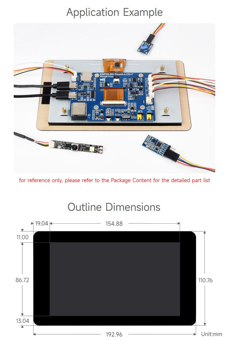 Waveshare ESP32-S3 7inch Capacitive Touch LCD Development Board, ESP32 with Display, 800×480, 5-Point Touch, Up to 240MHz Frequency, Supports WiFi & Bluetooth, with Onboard Antenna