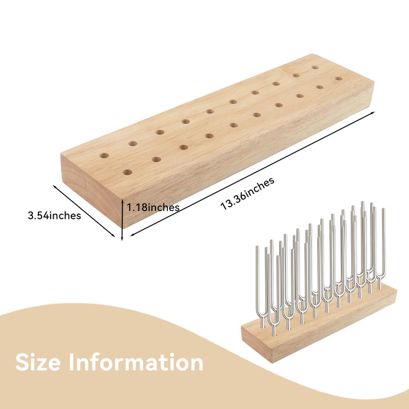 Klmnop Tuning Fork Holder, Wooden Tuning Fork Storage Rack Holds Up to 20 Tuning Forks for Convenient Storage(Fork Not Include) Natural