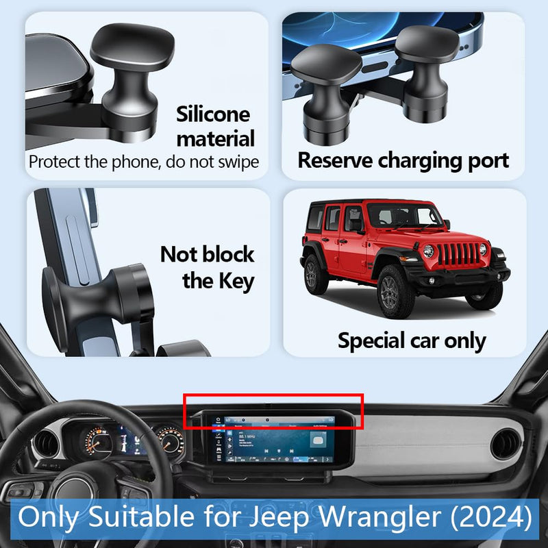 Car Phone Holder for 2024 2025 2026 Jeep Wrangler Auto Accessories Navigation Screen Bracket Interior Decoration Mobile Cell Phone Mount