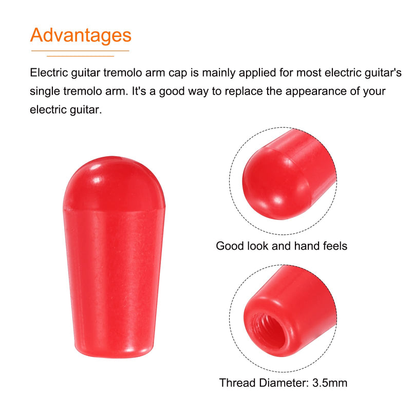 MECCANIXITY 2Pcs Guitar 3 Way Pickup Switch Tip M3.5 Plastic Toggle Switch Knobs for LP Electric Guitar, Red