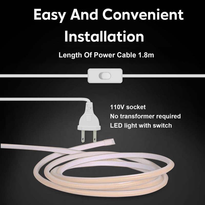 [AUSTRALIA] - COB LED Strip Lights 9.84 Foot Waterproof Outdoor LED Lights IP67 110V Light Stip Cuttable 320LEDs/m 6000K Cold White with US Plug Indoor Rope Lights for Bedroom Kitchen Under Cabinet 9.84ft Cold White 6000K 