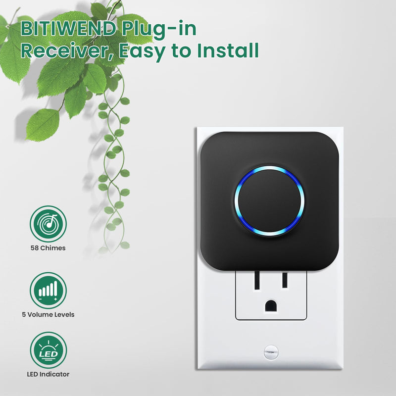Driveway Alarm, BITIWEND Driveway Alarms Wireless Outside Weatherproof Motion Sensor&Detector, 600 FT Long Range Security Alert System-Monitor&Protect Outdoor/Indoor Property - 1 Receiver & 2 Sensors