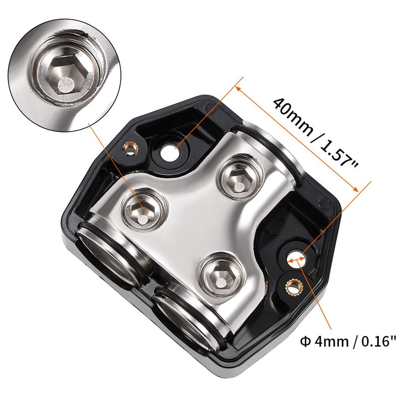 uxcell 2 Way Power Distribution Block 0 Gauge in 0 Gauge Out Power Ground Distributor for Splitter (Pack of 2)