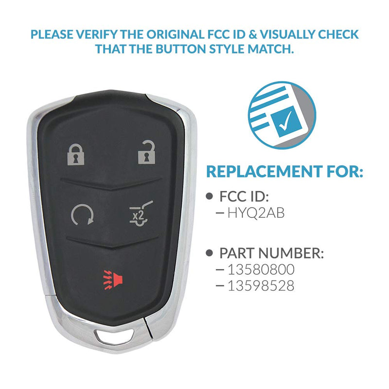 Keyless2Go Replacement for 5 Button Proximity Smart Key Cadillac SRX HYQ2AB 13580800