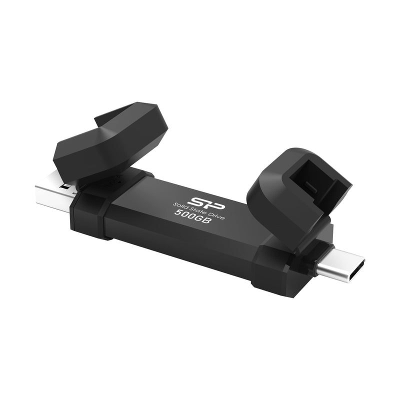 [AUSTRALIA] - Silicon Power 500GB DS72 Portable USB 3.2 Gen 2 Type-C/Type-A SSD Solid State Drive Stick (Black) 