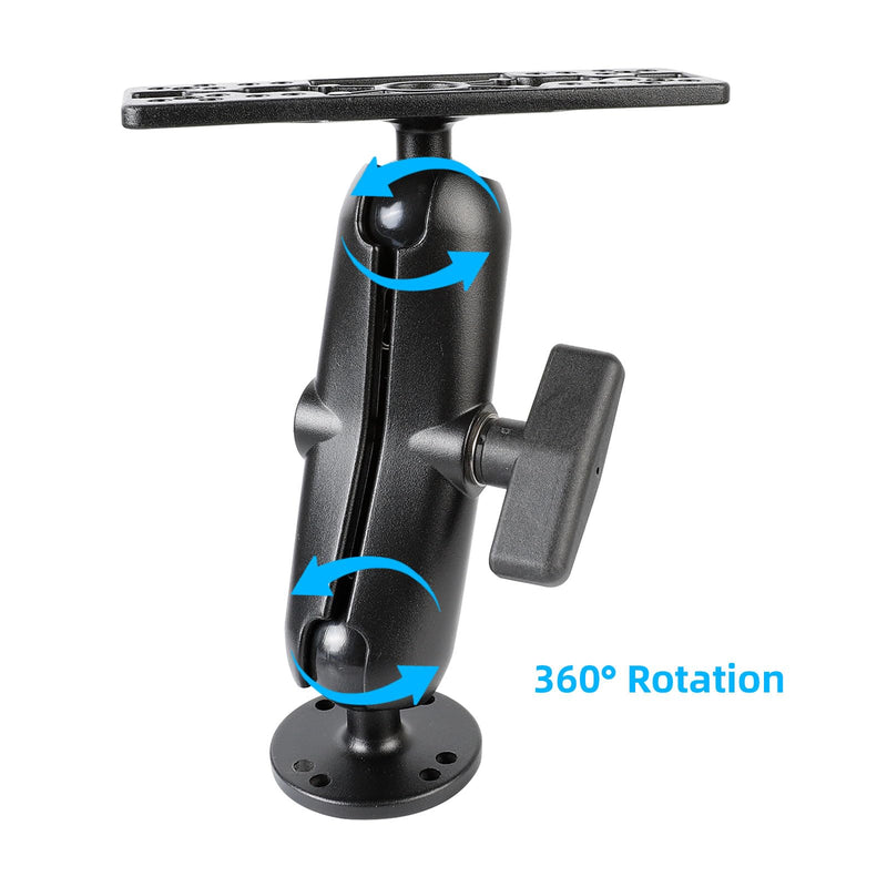 xik Aluminum Alloy Fish Finder Mount with 1.5" / C Size Ball Double Socket Arm, 5.91" Arm Marine Electronic/Depth Finder Mount for Boat, Compatible with Garmin, Lowrance, Humminbird Regular Arm Mount (with 5.91" Arm)