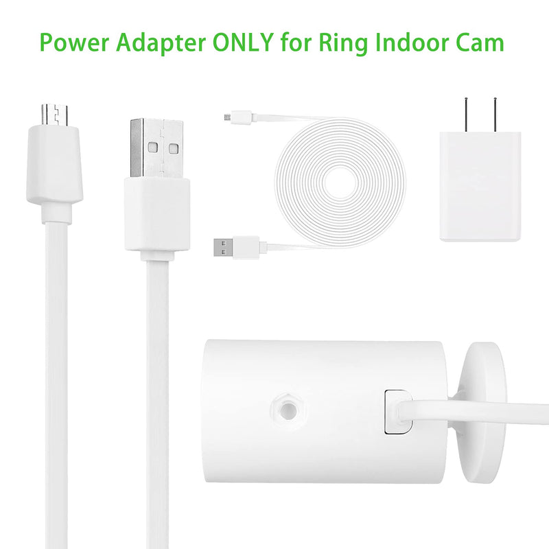 ALERTCAM Power Adapter for Ring Indoor Cam and All-New Ring Indoor Cam (2nd Gen), with 25Ft/7.5m Flat Charging Cable Continuously Charge Your Camera (NOT Compatible with Ring Stick Up Cam)