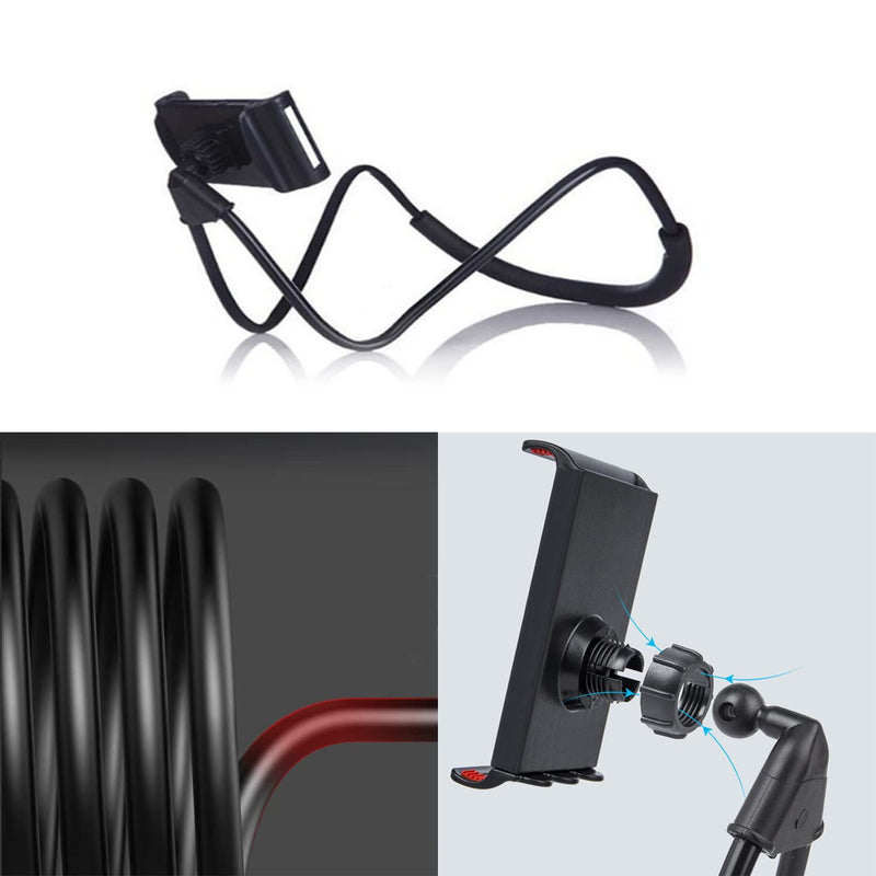 Universal Moblie Phone Stand,Lazy Cell Phone Holder & Neck Cell Tablet Phone Mount Holder Flexible Lazy Bracket (Black) Black