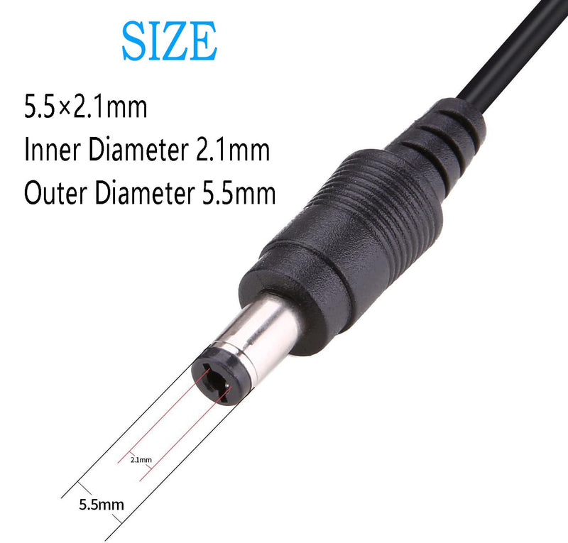 [AUSTRALIA] - DC Power Extension Cable 5.5mm x 2.1mm 18AWG Current 10A 16.4FT Female to Male,Thickened Metal Connector Extension Cord for Security Cameras CCTV IP, Router, LED Strips, Solar Panels 5V 9V 12V 24V 16.4FT（5M） 