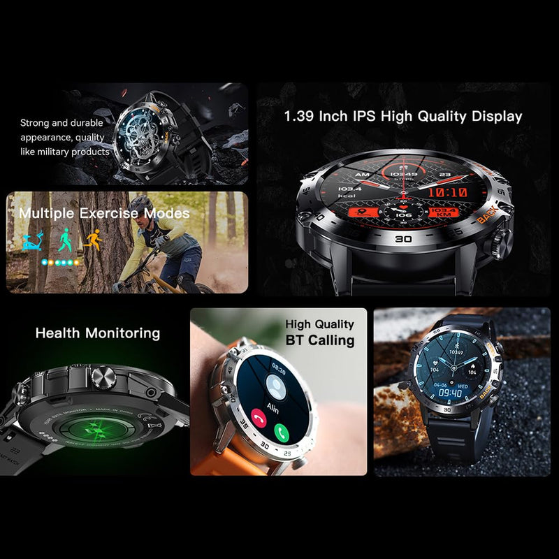 K52 Smart Watch with BT Call for Android/iOS 1.39'' Large IPS Screen Smartwatch Heart Rate Sleep Step Monitor Sport Watches O