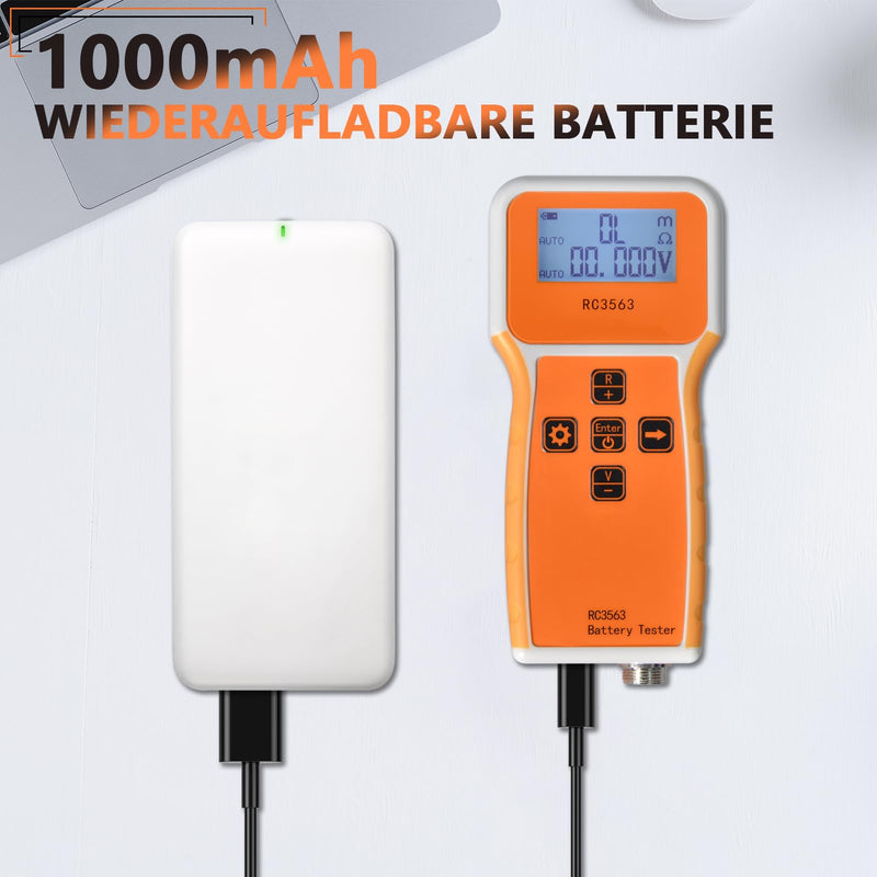 Battery Internal Resistance Meter, Battery Voltage Internal Resistance Meter 1uΩ~200Ω/0~±100VDC, Battery Tester for Lead Acid, Lithium-Ion, Lithium Iron Phosphate, DIY Battery Pack RC3563