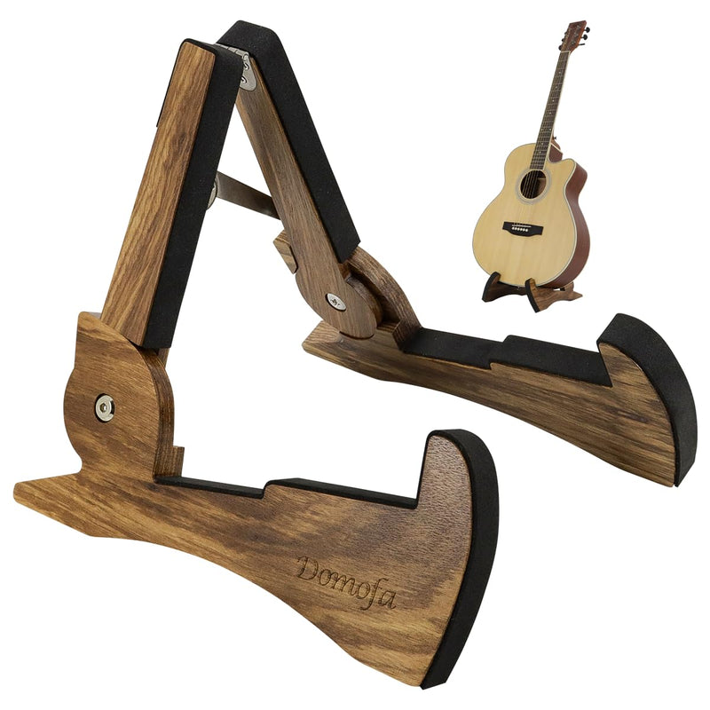 Foldable Wooden Guitar Stand Portable Guitar Holder A-Frame Bracket for Electric Acoustic Classical Guitars Bass(Zebra Wood)