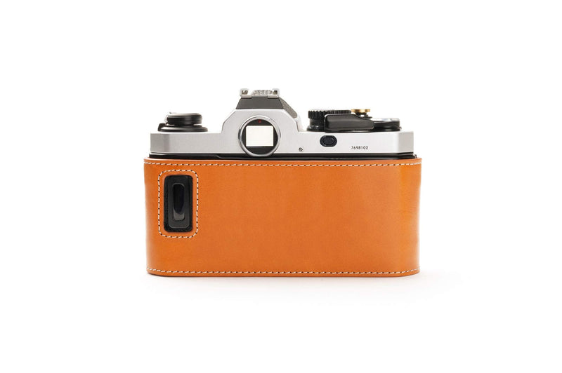 FM3A Case, BolinUS Handmade Genuine Real Leather Half Camera Case Bag Cover for Nikon FM3A Camera with Hand Strap (Yellow) Yellow