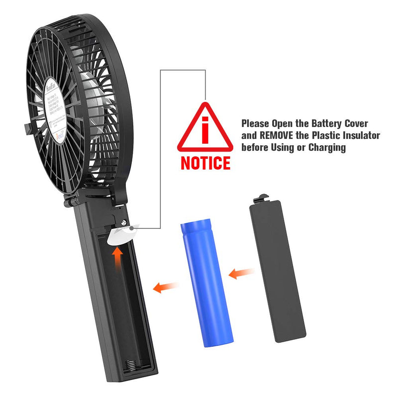 VersionTECH. Mini Handheld Fan, USB Desk Fan, Small Personal Portable Table Fan with USB Rechargeable Battery Operated Cooling Folding Electric Fan for Travel Office Room Household Black