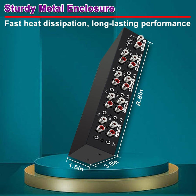 [AUSTRALIA] - 3.5mm Aux + RCA L/R Bi-Directional Stereo Audio Switch 8 in 1 Out A/B Analog Audio Switcher Selector 