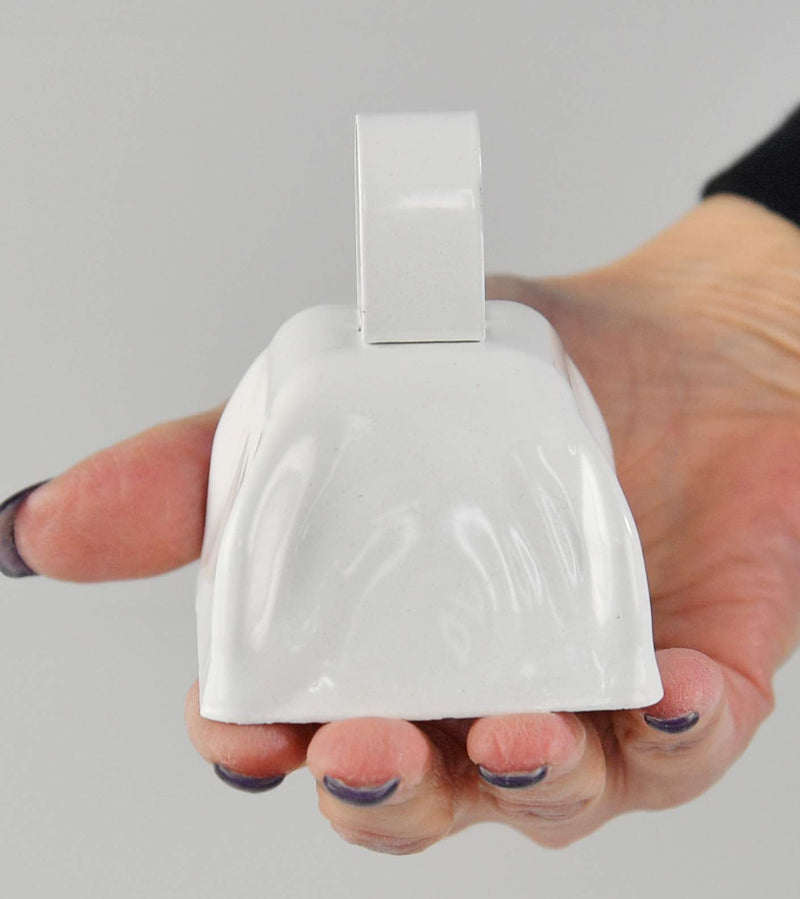 HOME-X Set of 12 Cowbells, Sporting Event Bells, Cheering Bells, Party Noise Makers, School, Reception Desk, Counter Bell, White, 3” L x 2 3/8” W x 3” H