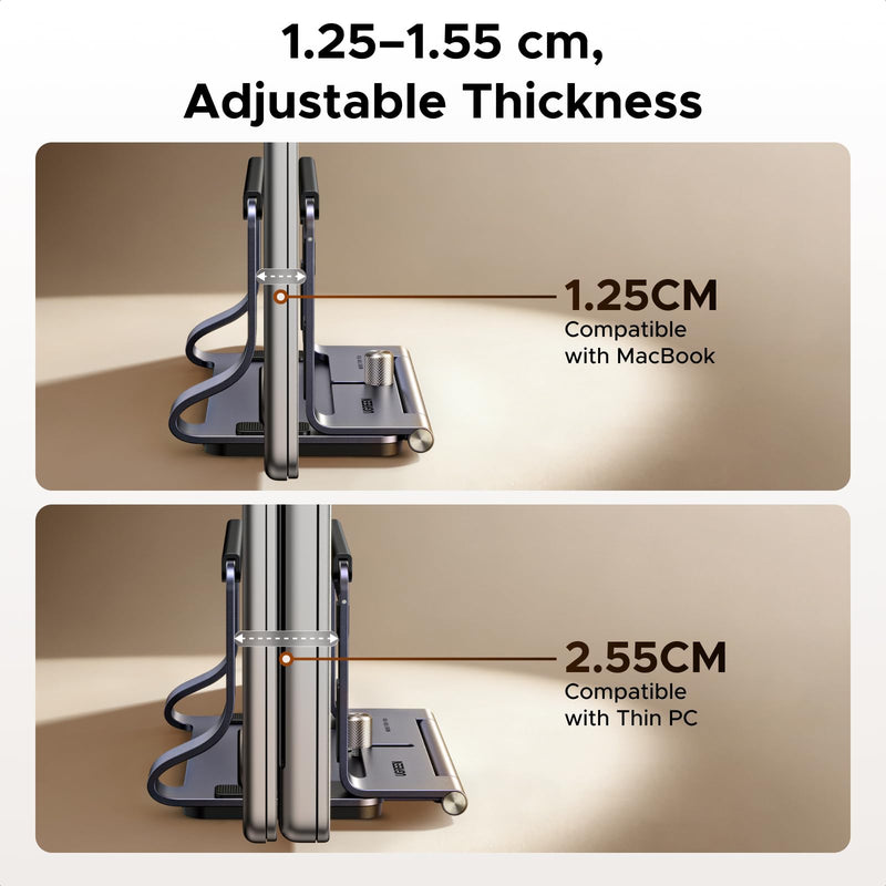 UGREEN 2-in-1 Laptop Stand for Desk, Horizental & Virtical Laptop Holder | Durable Aluminum Stand for Stability with Silicone Protection, Fits 13-16.2 inch Laptops and Tablets, Grey