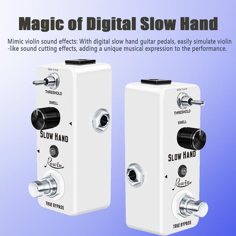 Rowin Digital Slow Hand Guitar Pedal Slow Gear Combine Reverb or Delay for Electric Guitar Bass True Bypass (LEF-326)