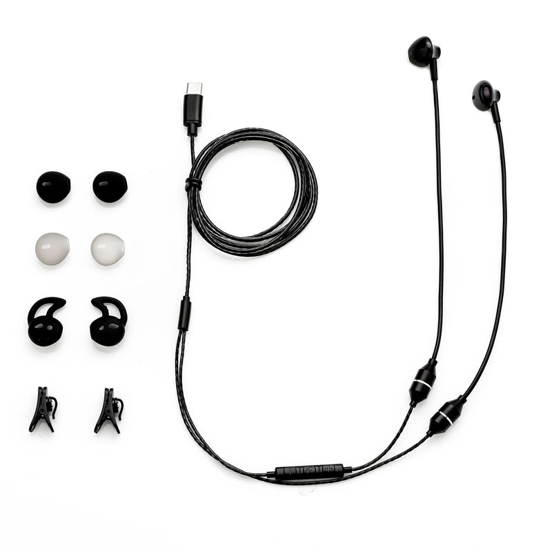 Tube Headphones, Anti-Radiation Earbuds with USB-C Jack, EMF Free Earphones for Safe and Clear Audio, Mic and Volume Control, Comfortable Fit. (Black) Black