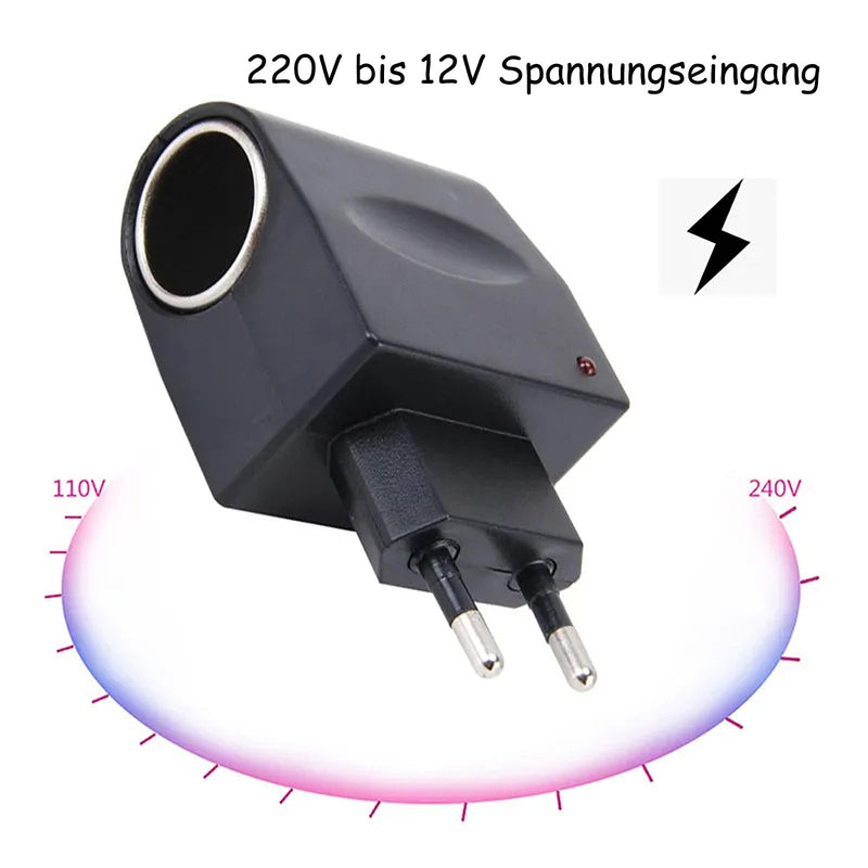 Leloco 110-240V to 12V Adapter Cigarette Lighter Socket, AC to DC Voltage Converter with EU Plug, Voltage Converter Power Supply Socket Charger Adapter