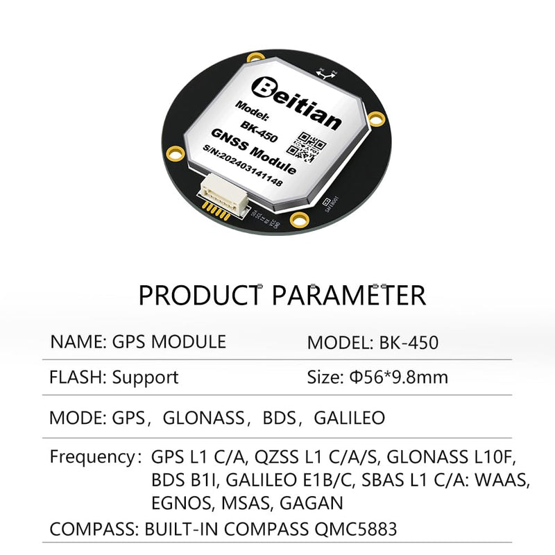 Designed with NEO-M9N Flight Control PIXHAWK GPS GLONASS Module Compass IST8310 BN-450 BE-450 BK-450 (BK-450)