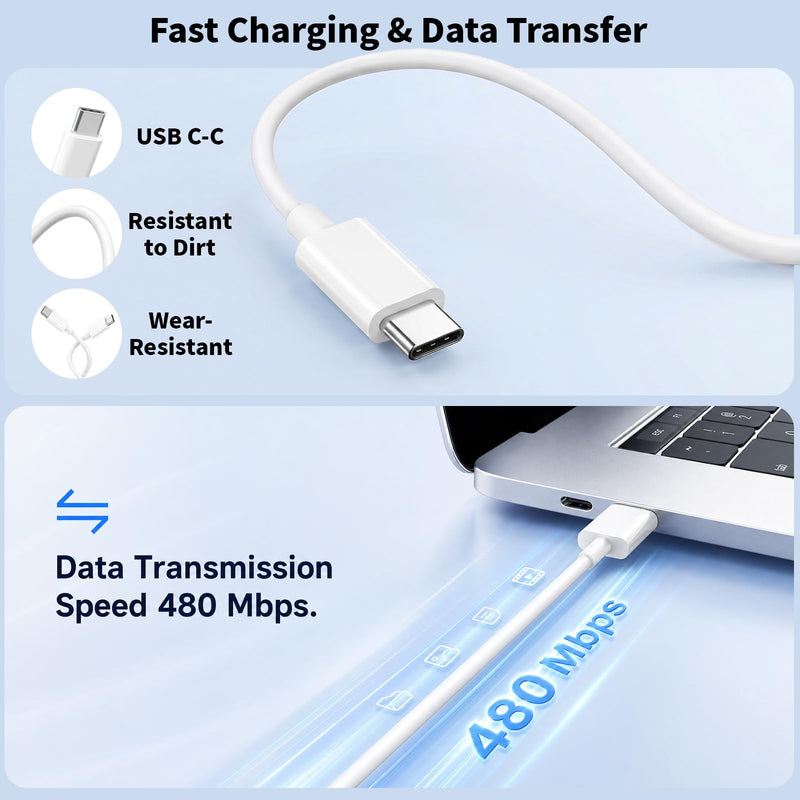 Apple 17e Fast Charging Block,[Apple MFi Certified]45W Dual Port iPhone Charger Fast Charging Plug & 4 Pack 60W USB C Cable Cord[3/6/6/10FT]for iPhone 17/17 Pro/17 Air/16/16 e/16 Pro/16 Plus/15/15 Pro Whitte