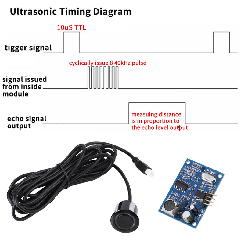 5 V Ultrasonic Wave Distance Measuring Board Distance Module with Waterproof Sensor for Horizontal Distance Measurement