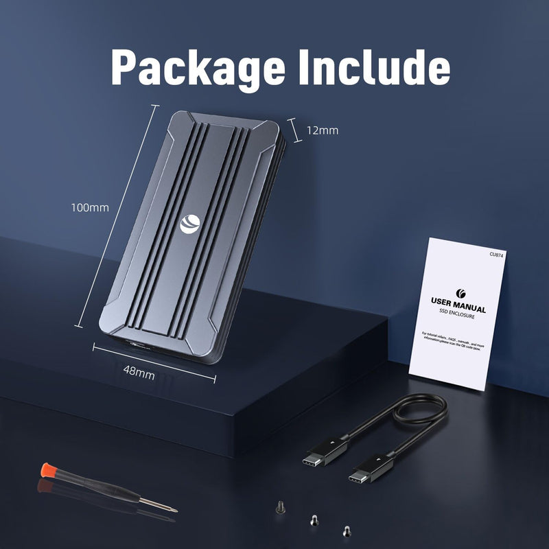 40Gbps NVMe Enclosure,V VCOM M.2 NVMe SSD Enclosure, Aluminum Alloy External NVMe Enclosure Support Size 2280 M&B+M-Key,Compatible with Thunderbolt 3/4,USB4/3.2/3.1/3.0/2.0