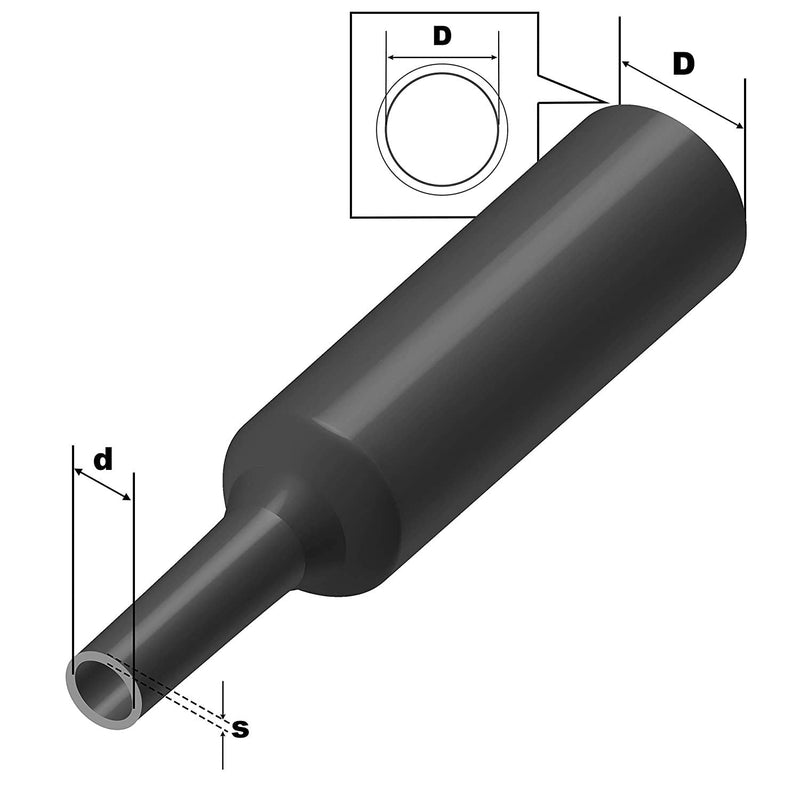 ISOLATECH Heat Shrink Tubing 3:1 Set with Adhesive Black Diameter 12.7 mm 5 m UV Resistant Sold by the Metre Unlabeled Roll in Practical Dispenser Box 12,7mmØ