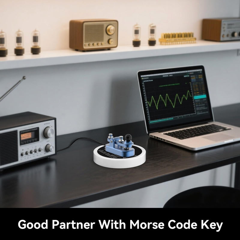 PUTIKEEG Morse Code Round Table Key morse code List Learning Shortwave Radio (White) White