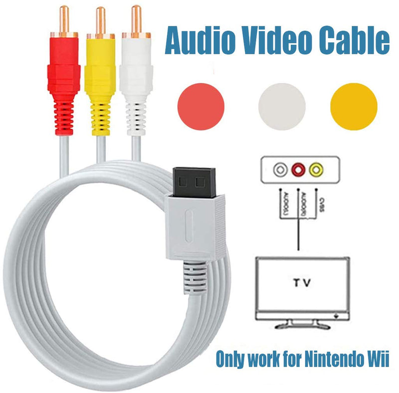 4 in 1 Wii Replacement Cables Set - AC Power Adapter, Wii to HDMI Converter, Wired Motion Sensor Bar and Composite AV Cable Sensor Bar + AV Cord + AC Adapter