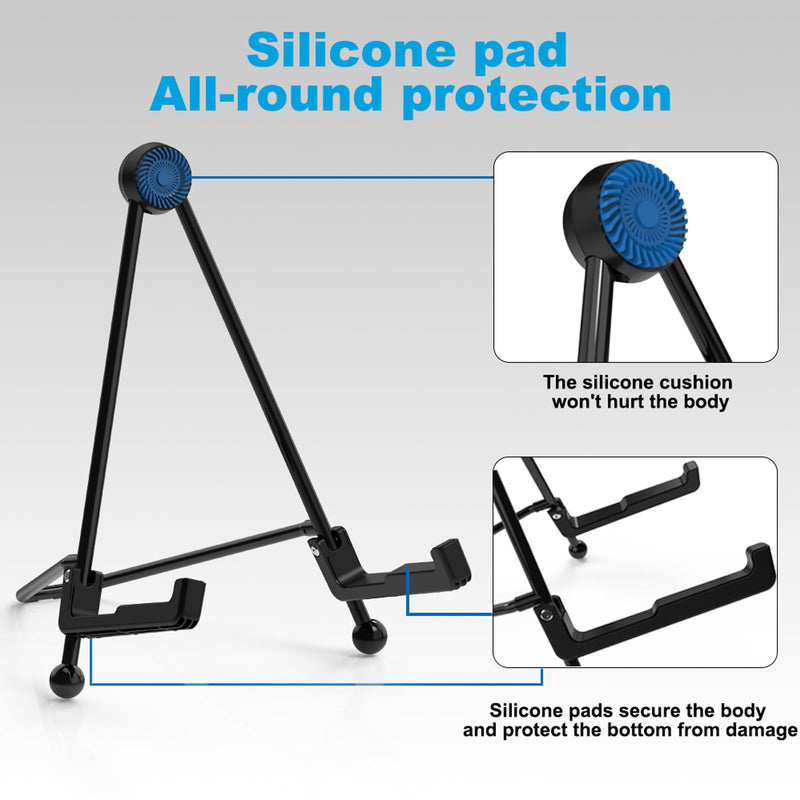 nalu Upgraded Foldable Guitar Stand, A-Frame Metal Folding Holder – Portable & Durable Floor Tripod for Acoustic/Electric Guitar, Bass, Banjour (Large) Large