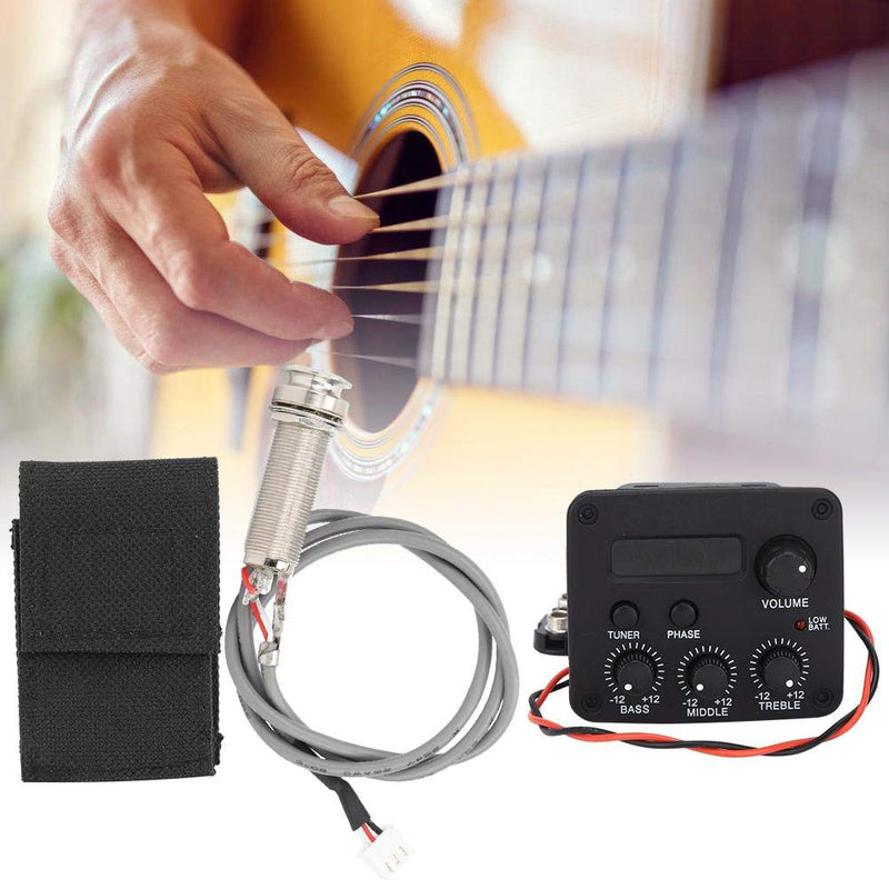 3 Band EQ Pre-Amp Equalizer Pickup,Guitar EQ Equalizer Piezo Pickup System with LCD Screen Display for Guitar Accessory