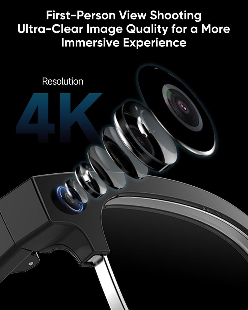 AI Smart Camera Glasses, 8MP 1080P HD Video Recording, Stylish Half-Frame Oval Design, Open-Ear Bluetooth Audio, AI Assistant & Translation, Brown
