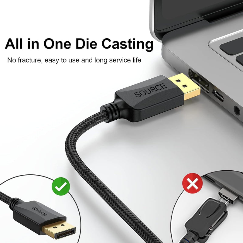 4K DisplayPort to HDMI Cable 10FT 5-Pack, DP to HDMI Display HDTV Cord | Unidirectional 4K (3840 * 2160) Durable & Flexible for TV, Computer, Monitor, Projector and More-Cotton Braided 10 Feet Black