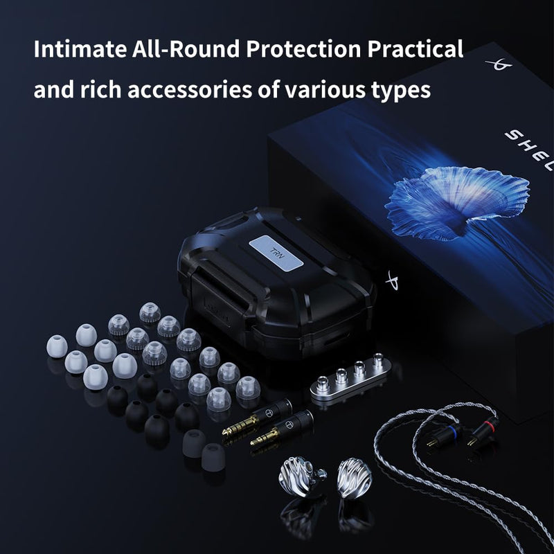 LEAUDIO TRN Shell 4DD Planar Hybrid Headpohnes with 2Pin Detachable Cable Interchangeable Nozzle Design Earphones (with mic) with mic