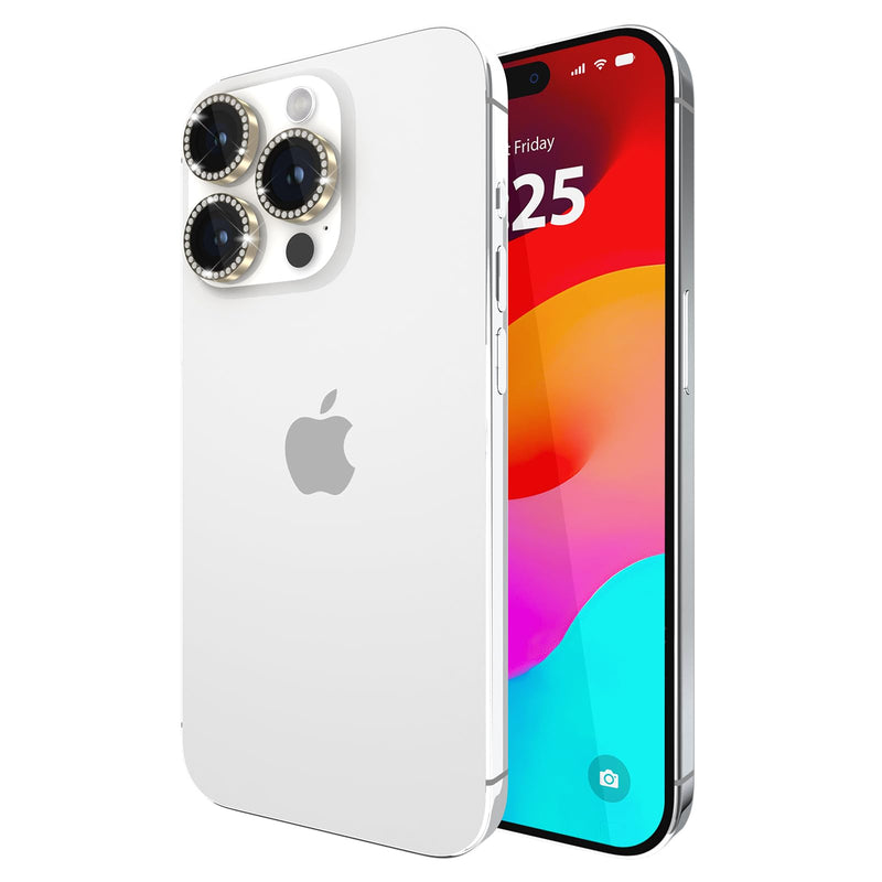 Kate Spade New York iPhone 15 Pro/iPhone 15 Pro Max Camera Lens Protector with Aluminum Rings - Crystal