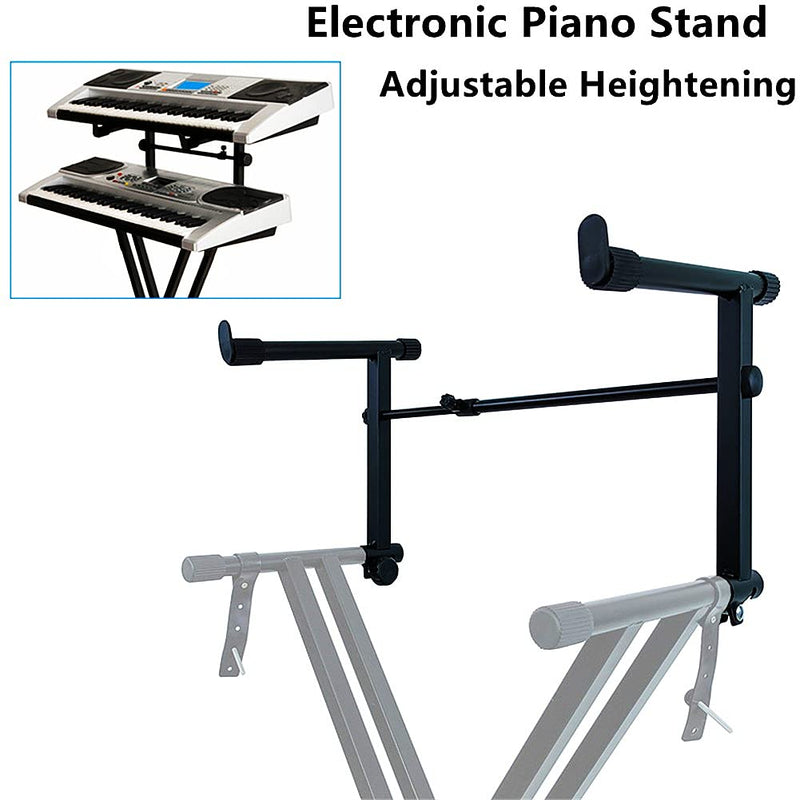 2 Tier Keyboard Stand Attachment Adjustable Electric Digital Piano Stand for 54 - 88 Key Music Keyboards Rack Holder Adjustable Width 15-27 inch Music Instrument Accessories