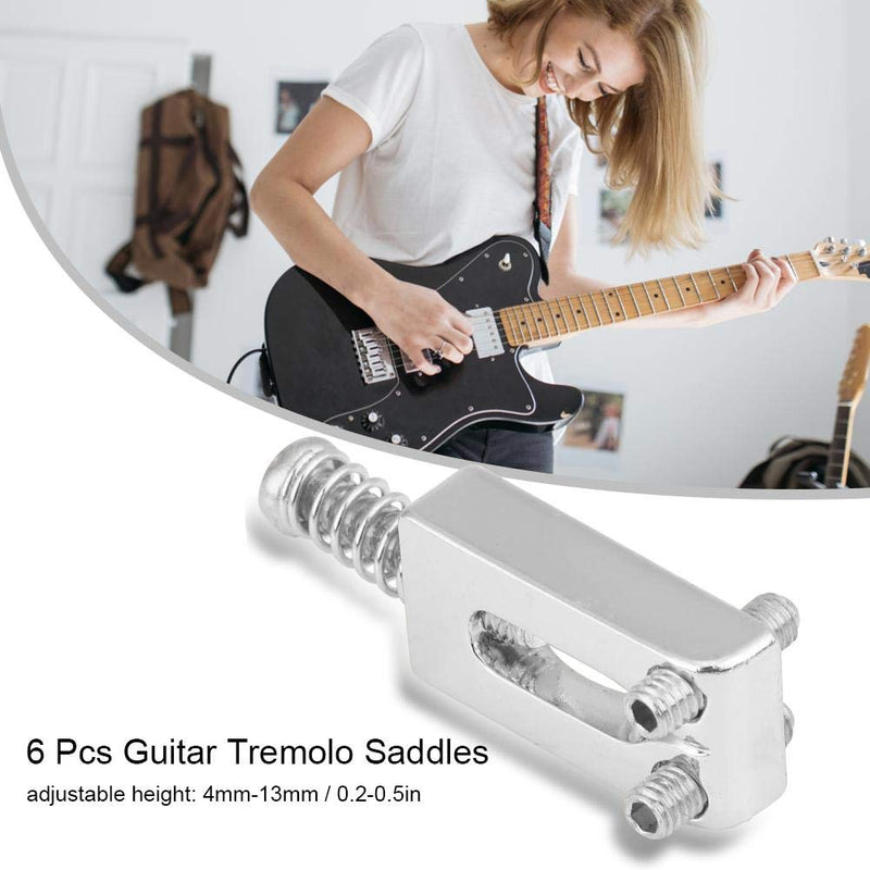 [AUSTRALIA] - 6 Pcs Electric Guitar Tremolo Saddles Bridge for Electric Guitar Replacement with Wrench Silver 