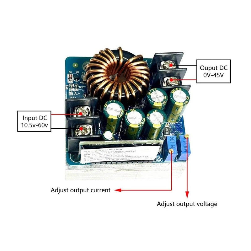 [AUSTRALIA] - High Power Step Down Converter, 400W DC-DC 10.5V-60V to 0-45V Adjustable Supply Module, Buck Power Regulator Module 