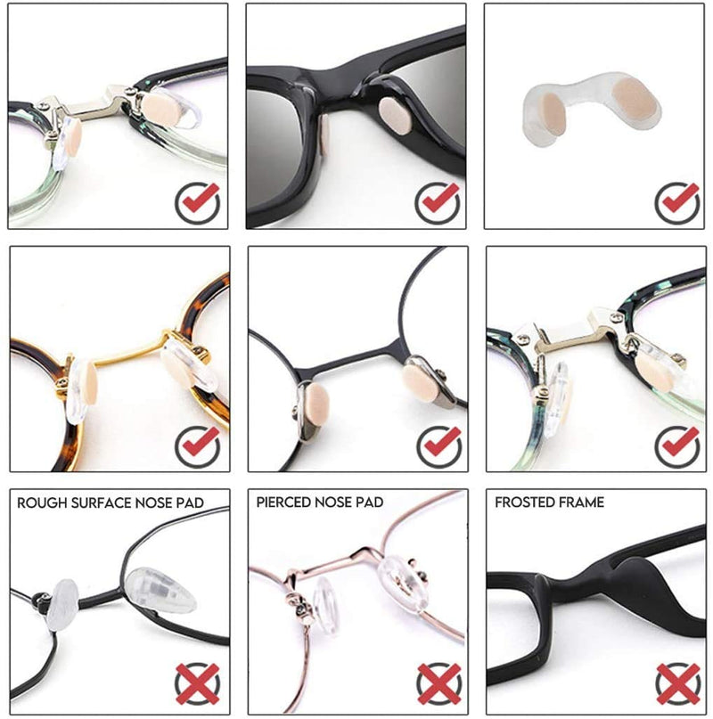 Nose Pads Soft Foam Adhesive Anti-Slip Silicone Eyeglass Nose Pads Stick On for Glasses Eyeglasses Sunglasses 12 Pairs, 1.0mm, Skin Color (Skin)