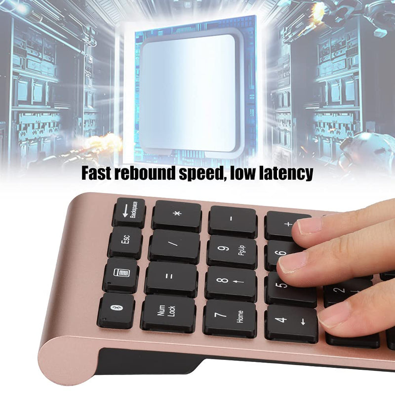 WESE Wireless Number Pads, 22 Keys Numeric Keypad Ultra Thin Extensions Number Keyboard Bluetooth 3.0 Portable Number Numpad for Laptop, PC, Desktop(Rose Gold)