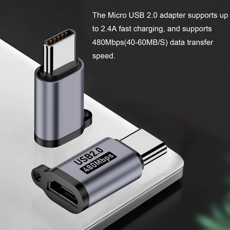 AreMe Micro USB to USB C Adapter, USB 3.0 to USB C Converter (Grey, 8 Pack) | Type C Connector, Male to Female and Female to Male