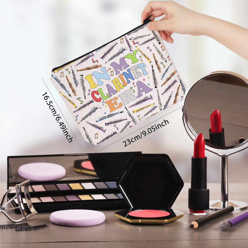 WCGXKO Clarinet Player Gift In My Clarinet Era Music Lover Zipper Pouch Makeup Bag (B-ClarinetEra), beige B-clarinetera